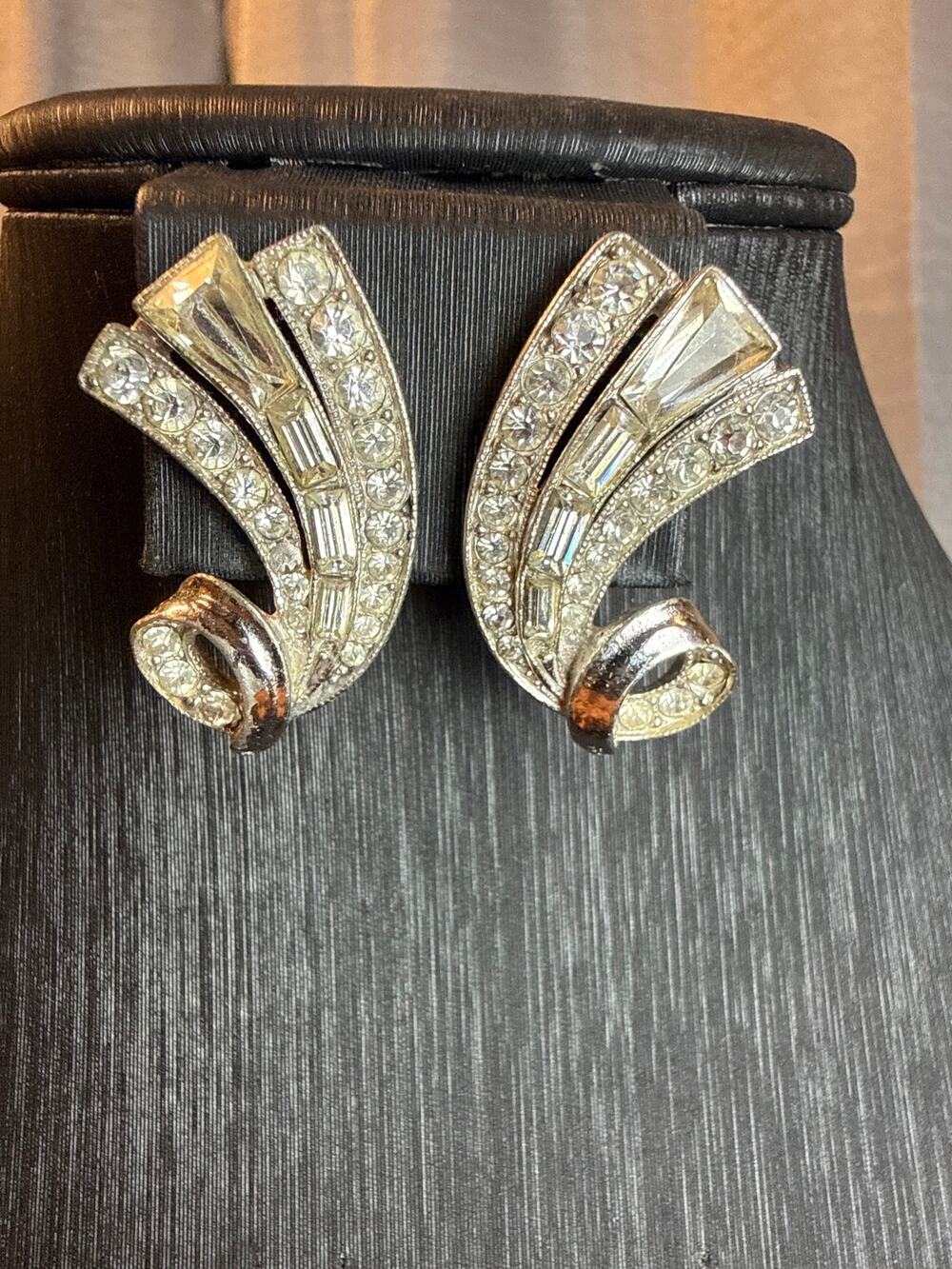 Vintage Bogoff Rhinestone Clipon Earrings